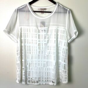 Forever21 Contemporary White Geometric Blouse. Size Large